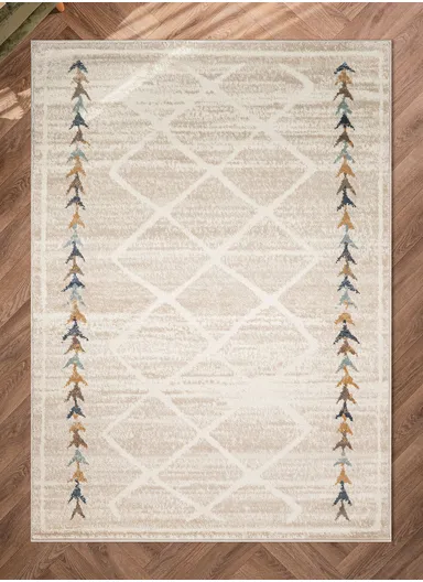 160 x 235 cm Mykonos Subtle Lattice Rectangular Winter Carpet - Beige