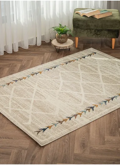 160 x 235 cm Mykonos Subtle Lattice Rectangular Winter Carpet - Beige