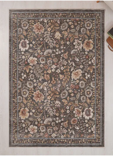 200 x 300 cm Vienna Glacial Garden Indoor Rectangular Winter Carpet - Beige / Grey / Cream / Light Blue