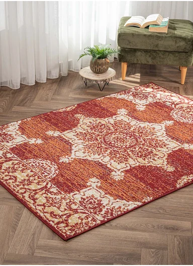 160 x 235 cm Mykonos Ember Nest Rectangular Winter Carpet - Brick / Beige