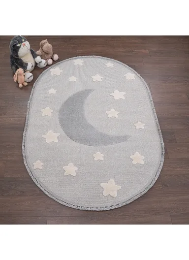 160 x 230 cm Cloud Twinkle Toes Oval Zymta Winter Carpet - Grey / White