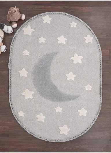 160 x 230 cm Cloud Twinkle Toes Oval Zymta Winter Carpet - Grey / White