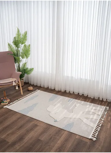 80 x 150 cm Cloud Deer Zymta Winter Carpet - Cream / Light Grey