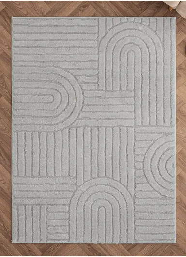 200 x 285 cm Linea Cinnamon Grid Rectangular Winter Carpet - Grey