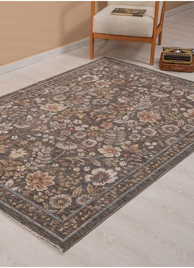 160 x 230 cm Vienna Glacial Garden Indoor Rectangular Winter Carpet - Beige / Grey / Cream / Light Blue