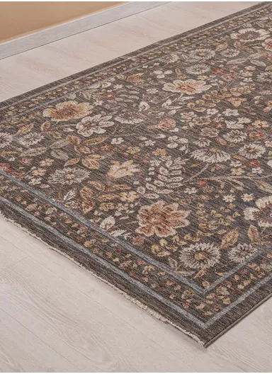 160 x 230 cm Vienna Glacial Garden Indoor Rectangular Winter Carpet - Beige / Grey / Cream / Light Blue