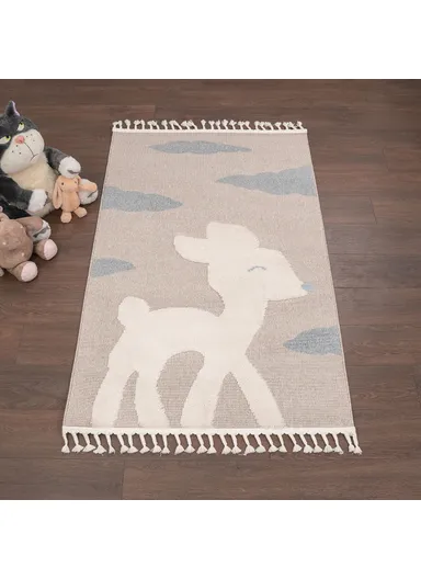 160 x 230 cm Cloud Deer Zymta Winter Carpet - Cream / Light Grey