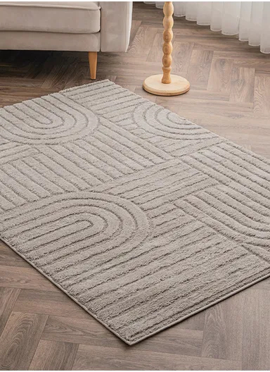 200 x 285 cm Linea Cinnamon Grid Rectangular Winter Carpet - Beige