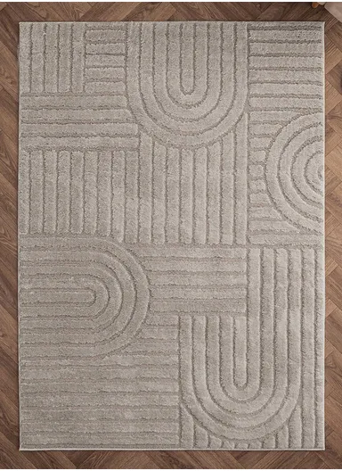 200 x 285 cm Linea Cinnamon Grid Rectangular Winter Carpet - Beige