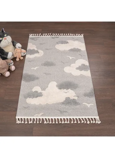 200 x 300 cm Cloud Fluffy Dreams Zymta Winter Carpet - Grey / White