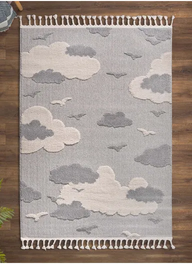 200 x 300 cm Cloud Fluffy Dreams Zymta Winter Carpet - Grey / White