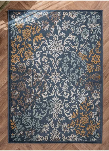 120 x 170 cm Mykonos Frosty Elegance Rectangular Winter Carpet - Navy Blue / White / Blue