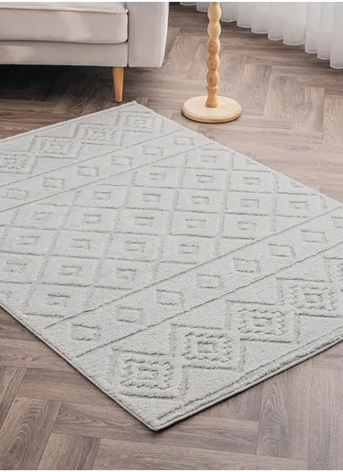 200 x 285 cm Linea Elegant Saffron Geometry Rectangular Winter Carpet - Grey