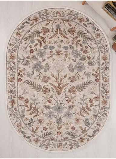 160 x 230 cm Vienna Winterfell Indoor Oval Winter Carpet - Multicolor