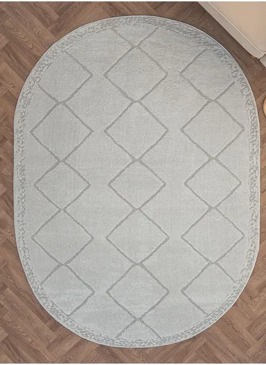 160 x 230 cm Linea Snow Bound Geometry Oval Winter Carpet - Grey