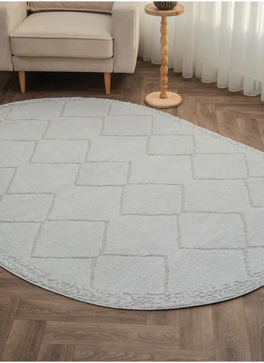 160 x 230 cm Linea Snow Bound Geometry Oval Winter Carpet - Grey
