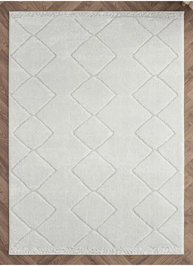 160 x 230 cm Linea Snow Bound Geometry Rectangular Winter Carpet - Cream