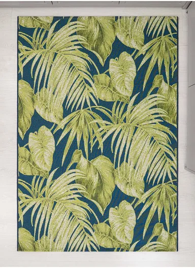 160 x 235 cm Tropical Northern Grove Indoor &amp; Outdoor Rectangular Kitchen Decor Carpet - Navy Blue / Green