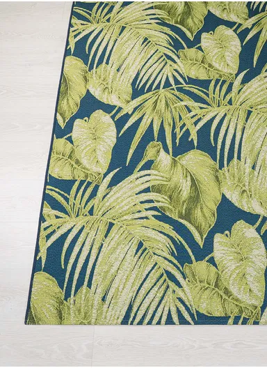 160 x 235 cm Tropical Northern Grove Indoor &amp; Outdoor Rectangular Kitchen Decor Carpet - Navy Blue / Green