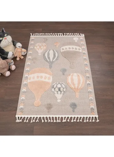 200 x 300 cm Cloud Balloon Festival Zymta Winter Carpet - Beige / Cream