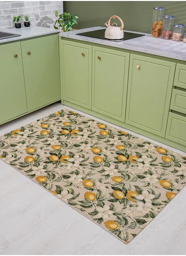 120 x 180 cm Tropical Winter Limoncello Indoor &amp; Outdoor Rectangular Kitchen Decor Carpet - Cream / Green / Yellow