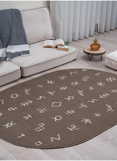 120 x 170 cm Oslo Rune Weave Color Shifting Lights Oval Winter Carpet - Light Brown