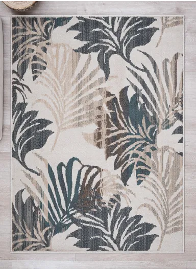 200 x 285 cm Oslo Winter Bark Color Shifting Lights Rectangular Winter Carpet - Cream / Green