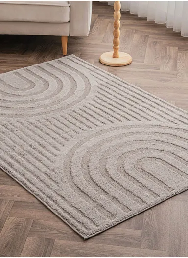 200 x 285 cm Linea Crimson Orbit Rectangular Winter Carpet - Beige