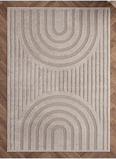 200 x 285 cm Linea Crimson Orbit Rectangular Winter Carpet - Beige