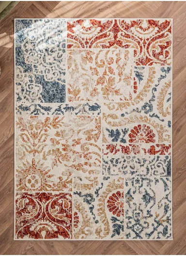 160 x 235 cm Mykonos Seasonal Rhythm Rectangular Winter Carpet - Beige / Green