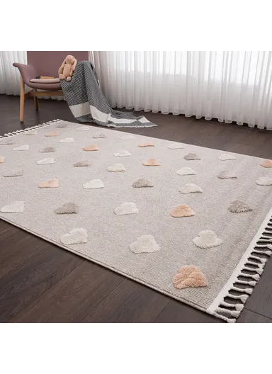 160 x 230 cm Cloud Hearts Zymta Winter Carpet - Beige
