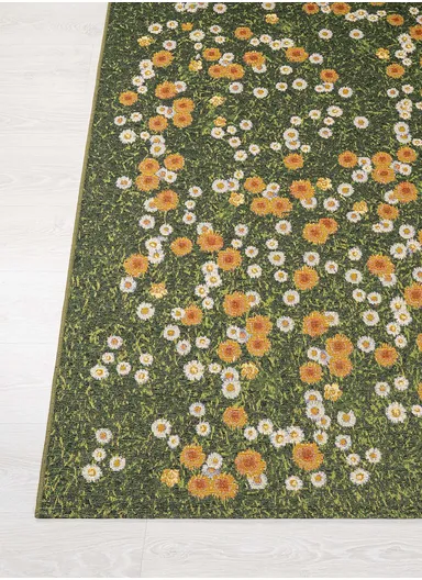 160 x 235 cm Tropical Evergreen Blossom Indoor &amp; Outdoor Rectangular Kitchen Decor Carpet - Multicolor