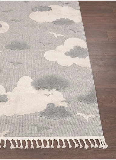 160 x 230 cm Cloud Fluffy Dreams Zymta Winter Carpet - Grey / White