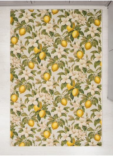 200 x 285 cm Tropical Winter Limoncello Indoor &amp; Outdoor Rectangular Kitchen Decor Carpet - White / Yellow / Green