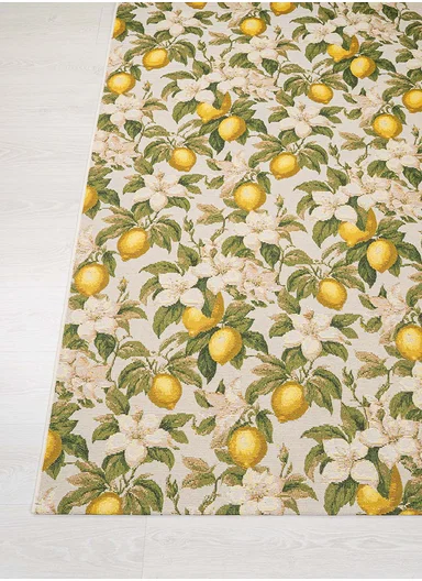 200 x 285 cm Tropical Winter Limoncello Indoor &amp; Outdoor Rectangular Kitchen Decor Carpet - White / Yellow / Green