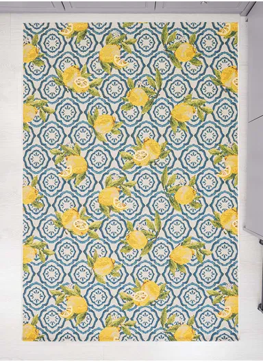 200 x 285 cm Tropical Mediterranean Indoor &amp; Outdoor Rectangular Kitchen Decor Carpet - Blue / Green / Yellow