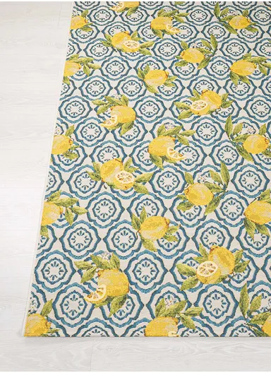 200 x 285 cm Tropical Mediterranean Indoor &amp; Outdoor Rectangular Kitchen Decor Carpet - Blue / Green / Yellow