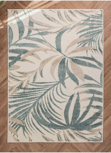 200 x 285 cm Mykonos Flowing Leaf Motif Rectangular Winter Carpet - Cream / Beige / Green