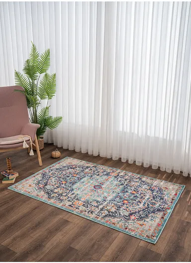 120 x 180 cm Art Arctic Garden Zymta Winter Carpet - Blue / Beige / Grey