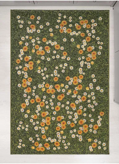 200 x 285 cm Tropical Evergreen Blossom Indoor &amp; Outdoor Rectangular Kitchen Decor Carpet - Multicolor