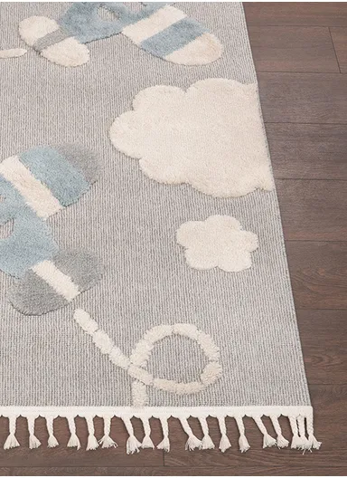 200 x 300 cm Cloud Sky Explorer Zymta Winter Carpet - Cream / Blue / Grey