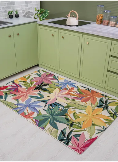200 x 285 cm Tropical Twilight Garden Indoor &amp; Outdoor Rectangular Kitchen Decor Carpet - Multicolor