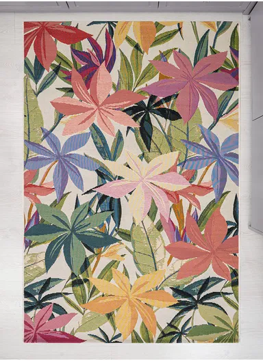 200 x 285 cm Tropical Twilight Garden Indoor &amp; Outdoor Rectangular Kitchen Decor Carpet - Multicolor