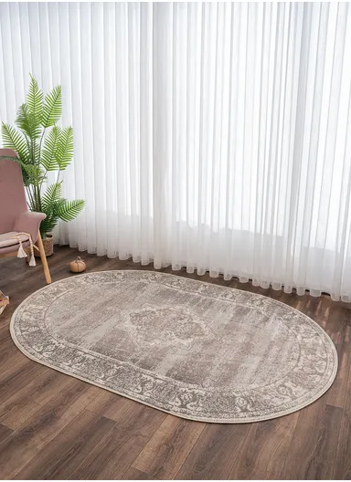 160 x 230 cm Art Charcoal Elegance Oval Zymta Winter Carpet - Beige / Cream / Brown / Grey