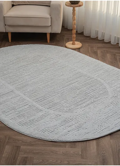 160 x 230 cm Linea Frost Haven Oval Winter Carpet - Grey
