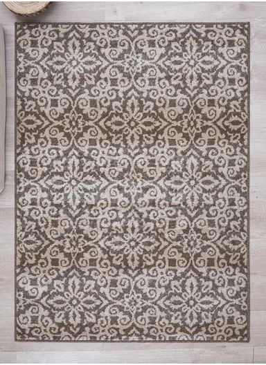 200 x 285 cm Oslo Snowflake Weave Color Shifting Lights Rectangular Winter Carpet - Beige