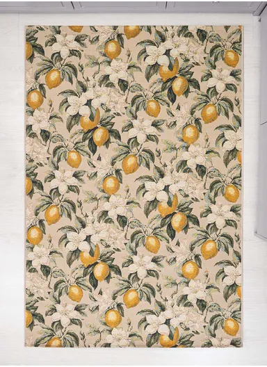 160 x 235 cm Tropical Winter Limoncello Indoor &amp; Outdoor Rectangular Kitchen Decor Carpet - Cream / Green / Yellow