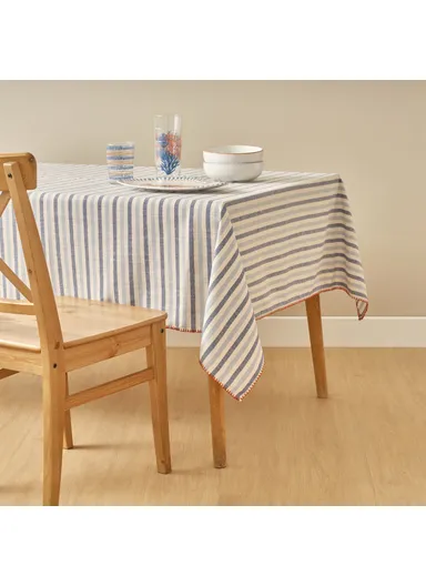 153 x 250 cm Marine Cotton Tablecloth - Blue