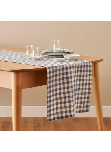 Bleu Blanc Cotton Runner 50 x 150 cm - Blue / White