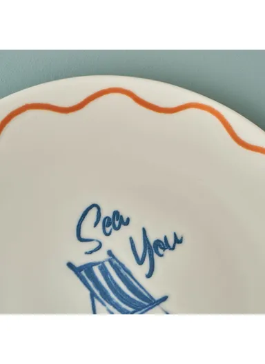 6 Pieces Marine Porcelain 19 cm Cake Plate Set - Blue